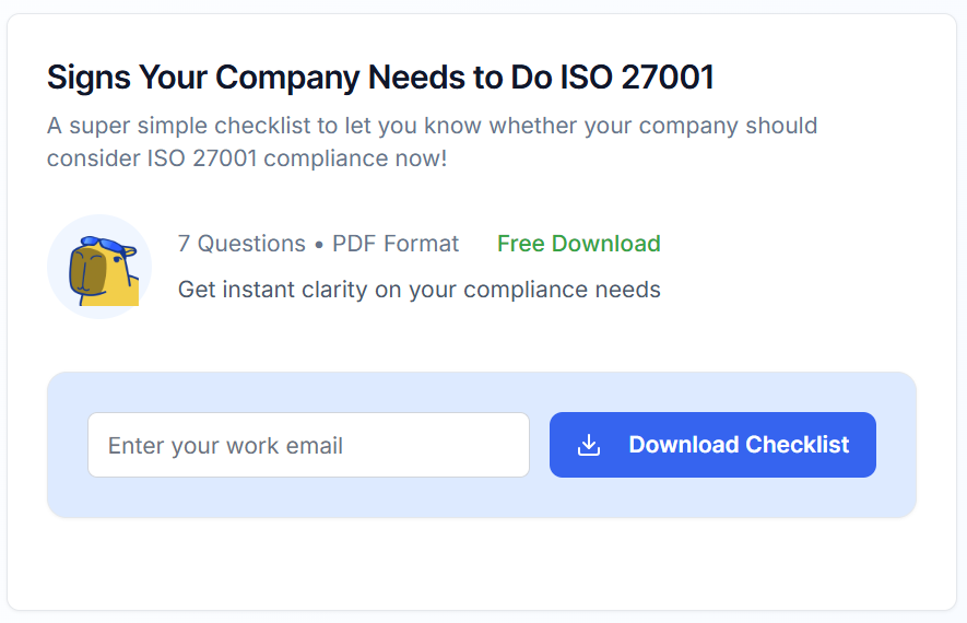 Signs Your Company Needs to Do ISO 27001, gated checklist