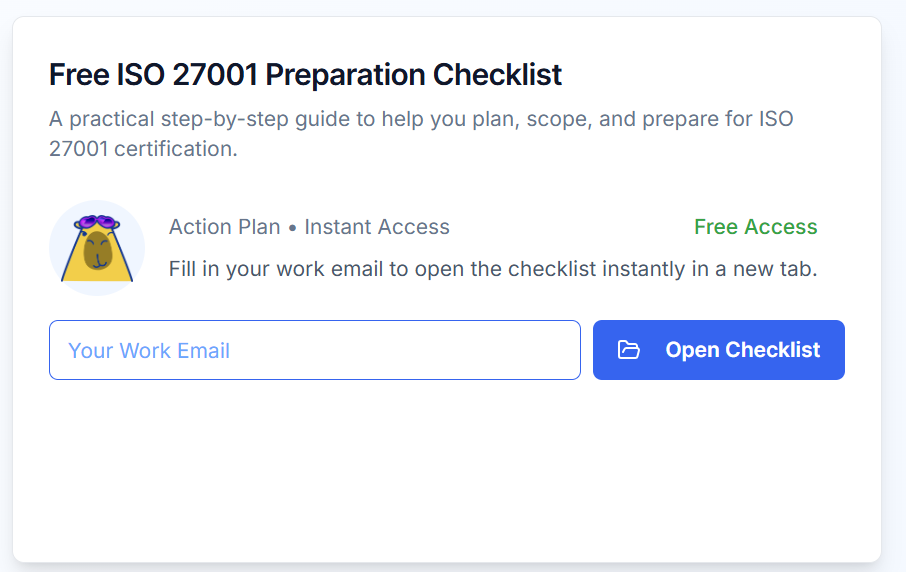 Free ISO 27001 Preparation Checklist, gated landing page