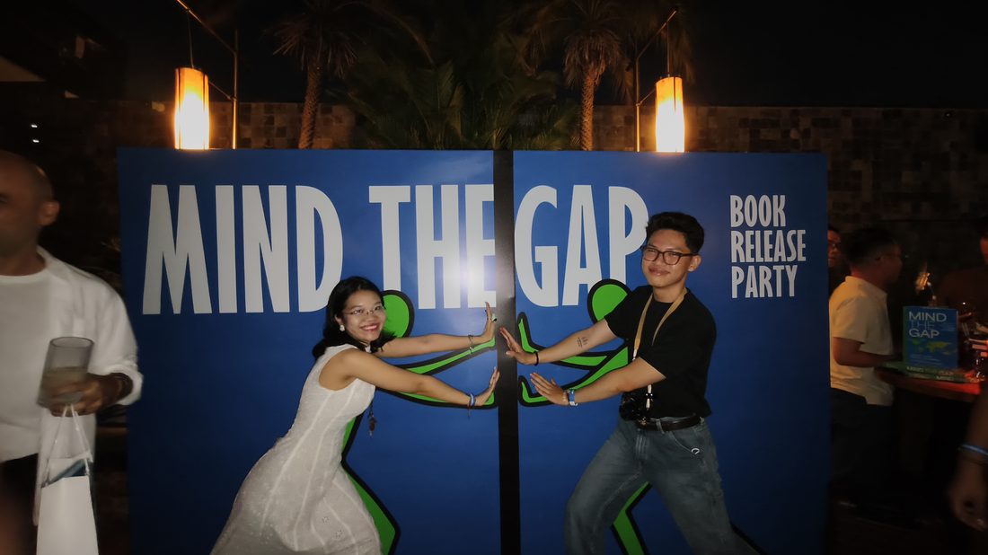 Anne at the Mind The Gap photo wall